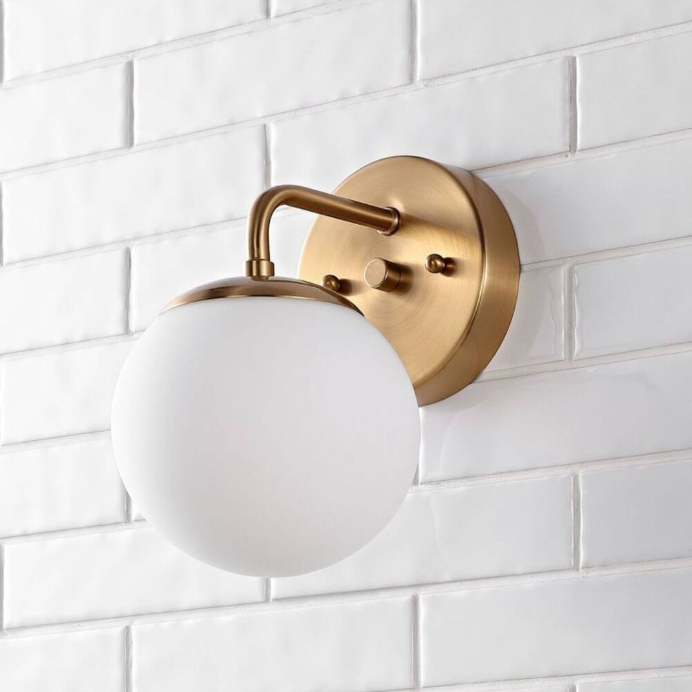 JONATHAN Y - 5.75" 1-Light Louis Parisian Globe Metal/Frosted G Brass/Gold